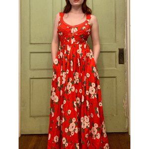 FREE PEOPLE NWT Lovers Heart Midi Dress / Red Combo Size Large